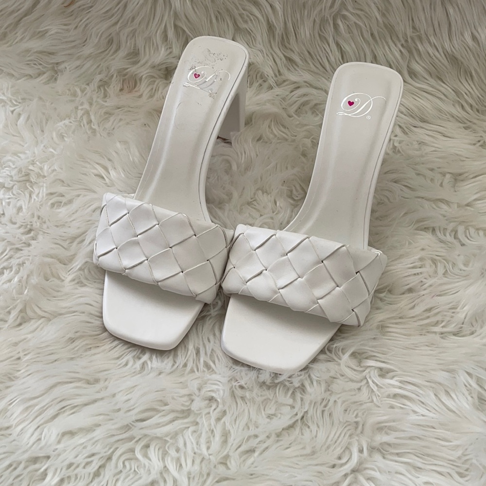 White Weaved Sandals